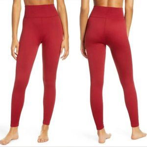 Zella High Waist Ribbed Seamless 7/8 Leggings Red